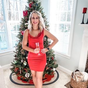 Red Cowl Neck Sleeveless